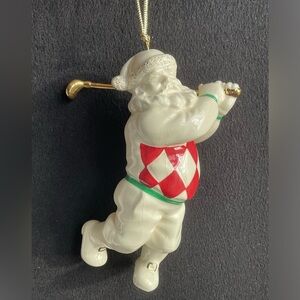 Lenox Porcelain Golfing Santa Christmas Ornament Swinging Club 1st in Series